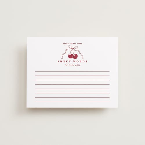 This is a bing cherry bridal shower insert cards with standard by Charter Oaks Creative called classic cherries printing on signature in standard