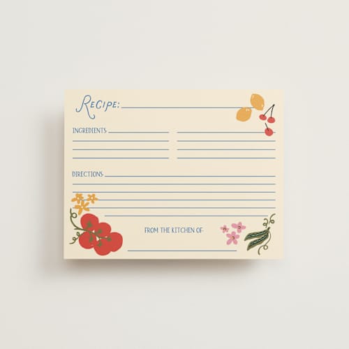 This is a vanilla bridal shower insert cards with standard by Jenna Holcomb called freshly off the market printing on signature in standard