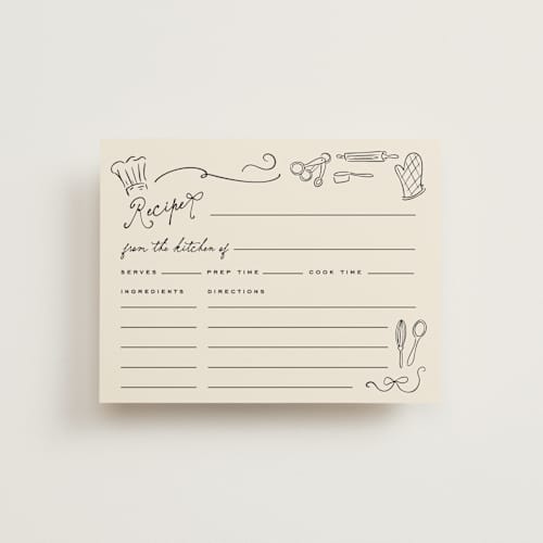 This is a sand bridal shower insert cards with standard by Creo Study called vintage par-tea printing on signature in standard