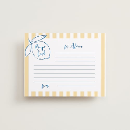 This is a lemon bridal shower insert cards with standard by Jelena Vuletic called citrine printing on signature in standard