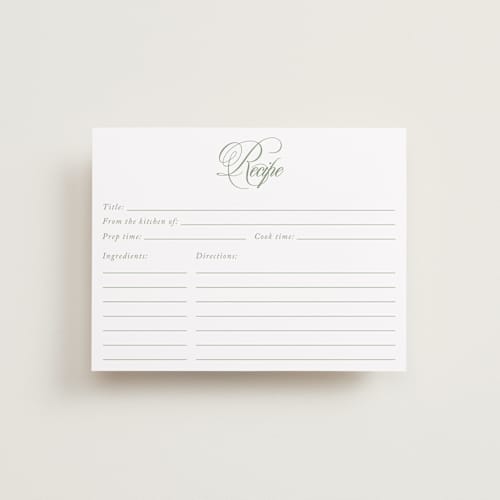 This is a garden bridal shower insert cards with standard by Kelly Schmidt called chic script printing on signature in standard