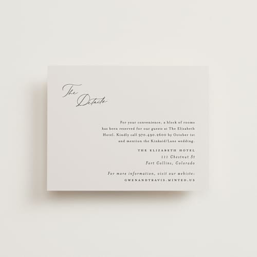 This is a ivory enclosure cards with standard by Carolyn Nicks called kinkaid printing on signature in standard