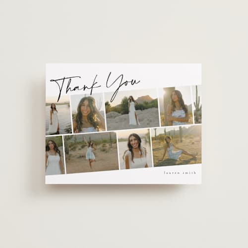 This is a snow graduation thank you cards with standard by Iveta Angelova called highlights printing on signature in standard