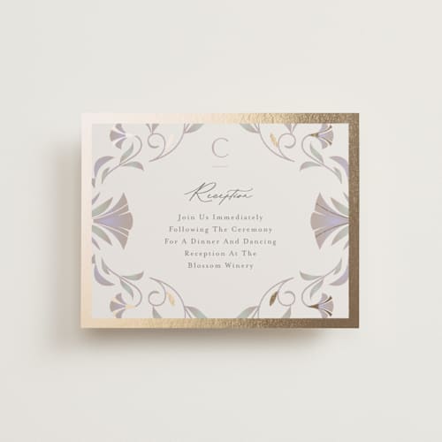 This is a vanilla foil stamped wedding invitations with foil pressed by lori jacobs wemple called deco nouveau printing on signature in standard