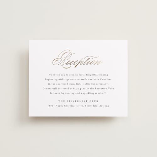 This is a cotton foil stamped wedding invitations with foil pressed by Jennifer Postorino called gilded ampersand printing on signature in standard