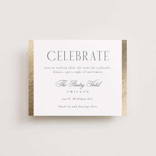 This is a quartz foil stamped wedding invitations with foil pressed by Kristie Kern called the ritz printing on signature in standard