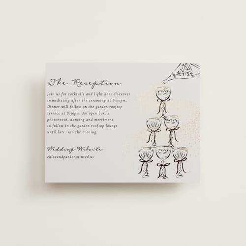This is a noir foil stamped wedding invitations with foil pressed by Jackie Crawford called hand illustrated whimsical chandelier printing on signature in standard