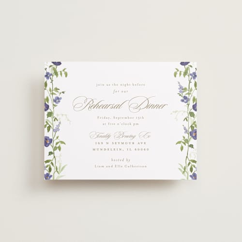 This is a iris reception cards with standard by Everett Paper Goods called wildflower trellis printing on signature in standard
