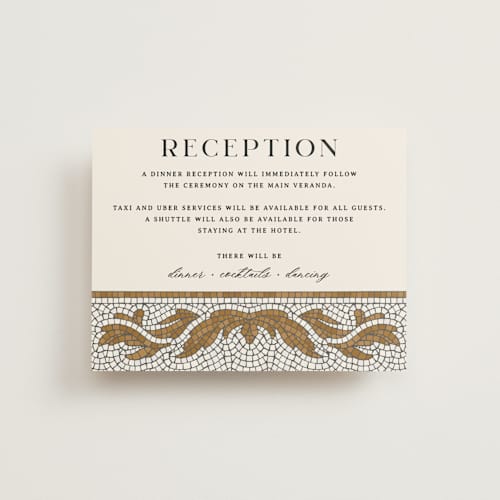 This is a sand reception cards with standard by GeekInk Design called floral mosaic printing on signature in standard