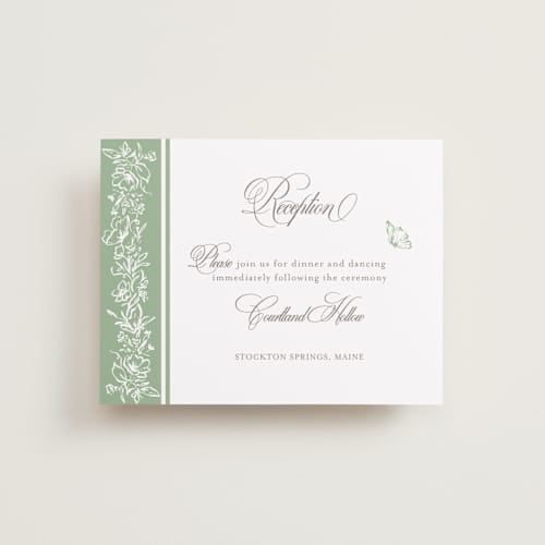 This is a mint reception cards with standard by Melinda Denison called romantic garden printing on signature in standard