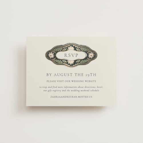 This is a emerald rsvp cards with foil pressed by Jen Owens called frame printing on signature in standard