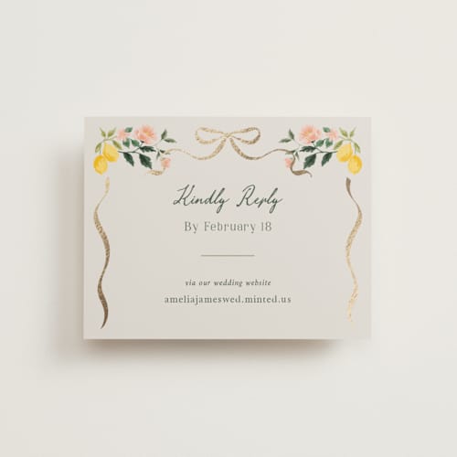 This is a garden rsvp cards with foil pressed by Elly called garden feast printing on signature in standard