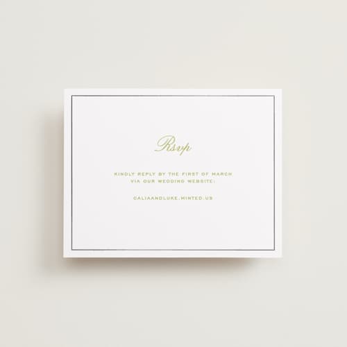 This is a avocado rsvp cards with foil pressed by Ani Somi called calia printing on signature in standard