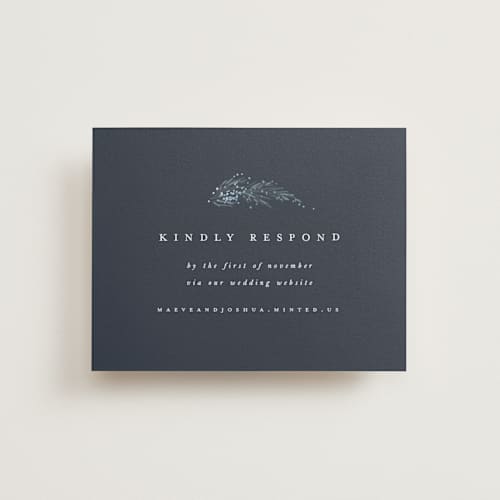 This is a frost rsvp cards with foil pressed by Leah Bisch called winter garland printing on signature in standard