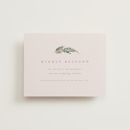 This is a latte rsvp cards with foil pressed by Leah Bisch called winter garland printing on signature in standard