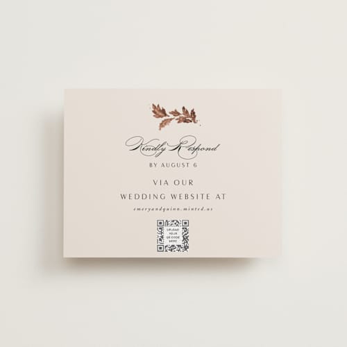 This is a autumn rsvp cards with foil pressed by Kate Ahn called poetique printing on signature in standard