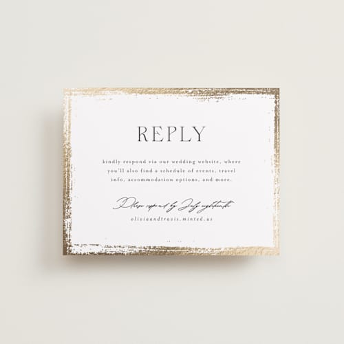 This is a silk rsvp cards with foil pressed by Kelly Schmidt called brushed edge printing on signature in standard
