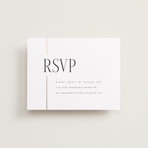 This is a silk rsvp cards with foil pressed by Laura Hankins called linear printing on signature in standard