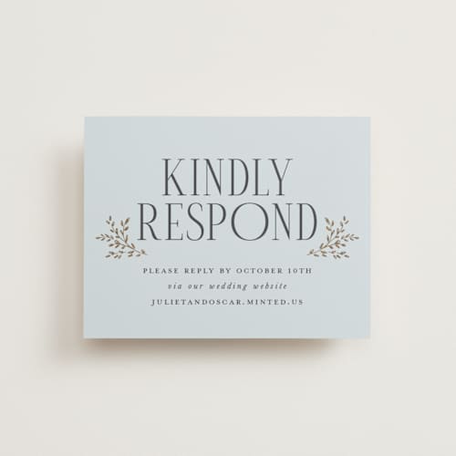 This is a mist rsvp cards with foil pressed by Laura Hankins called enchanted printing on signature in standard