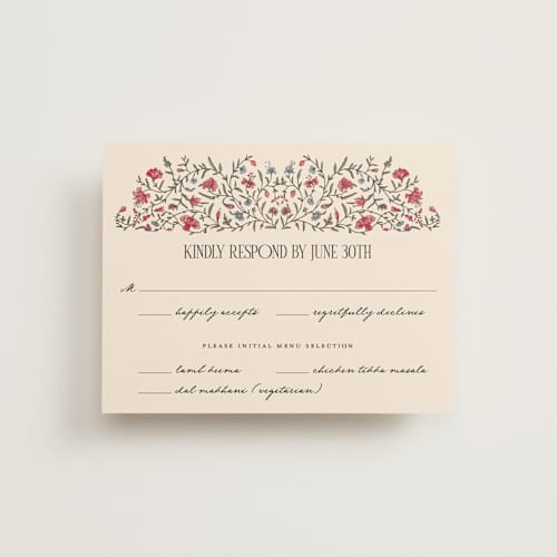 This is a almond rsvp postcards with standard by Jenna Holcomb called tapestry printing on signature in postcard