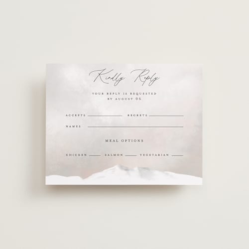 This is a forest rsvp postcards with standard by Petra Kern called montagna printing on signature in postcard