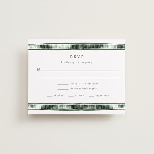 This is a fern rsvp postcards with standard by Katharine Watson called block print frame printing on signature in postcard