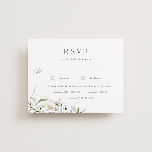This is a lily rsvp postcards with standard by Everett Paper Goods called fleur printing on signature in postcard