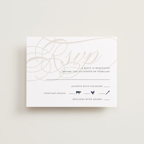 This is a latte rsvp postcards with standard by Lauren Chism called fresh monogram printing on signature in postcard