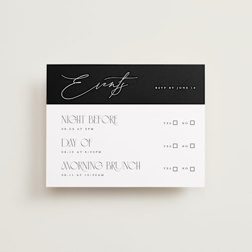 This is a pearl rsvp cards with standard by Christie Garcia called everly printing on signature in standard