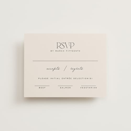 This is a creme rsvp cards with standard by Carly Reed Walker called tendu printing on signature in standard