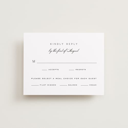 This is a cotton rsvp cards with standard by Amy Kross called aspen knoll printing on signature in standard