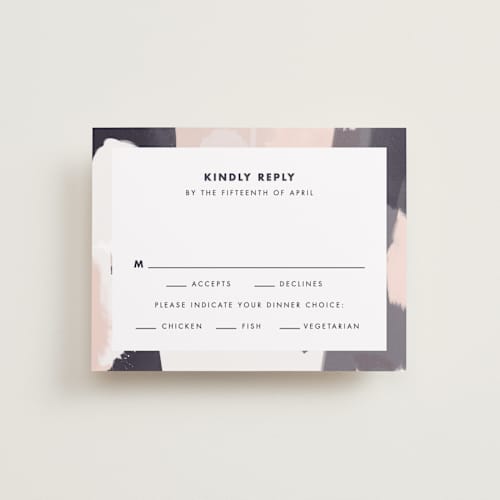 This is a indigo rsvp cards with standard by Brooke Chandler called artistic union printing on signature in standard