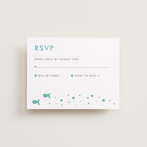 This is a tropical sea rsvp cards with standard by Ling Wang called only fish for me printing on signature in standard