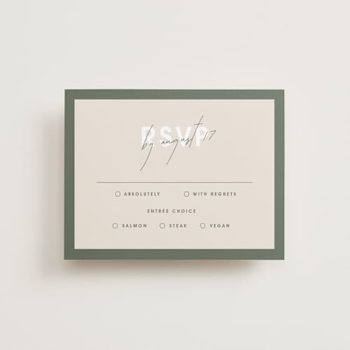 This is a olive you more rsvp cards with standard by Design Lotus called true north printing on signature in standard