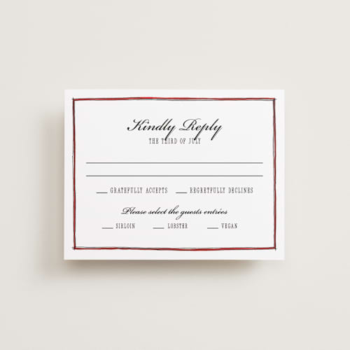 This is a lily rsvp cards with standard by Pati Cascino called two hearts printing on signature in standard