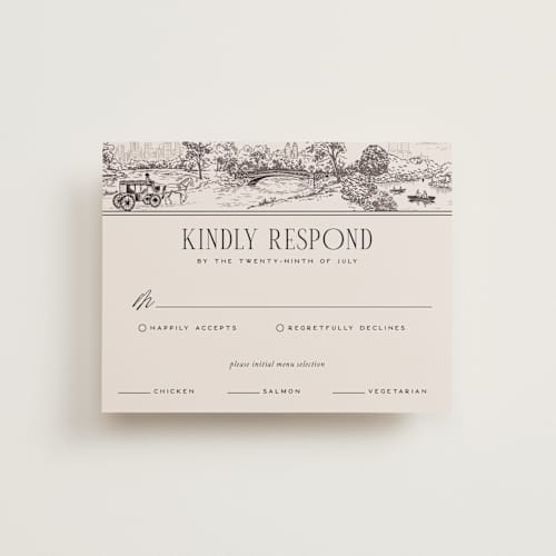 This is a antique rsvp cards with standard by Jenna Holcomb called new york toile printing on signature in standard