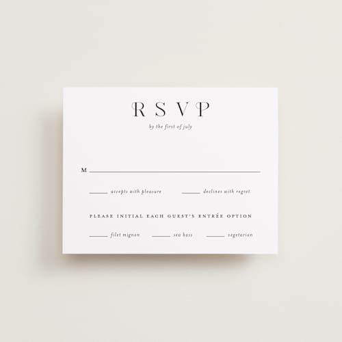 This is a tuxedo rsvp cards with standard by tuldok called embellished note printing on signature in standard