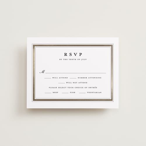 This is a powder rsvp cards with standard by Stacey Meacham called classic label printing on signature in standard