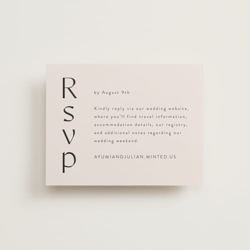 This is a ivory rsvp cards with standard by Melanie Kosuge called ayumi printing on signature in standard