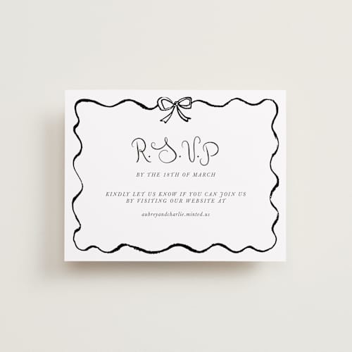 This is a tuxedo rsvp cards with standard by Cass Loh called quirky fun printing on signature in standard