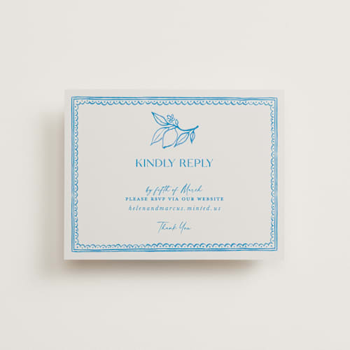 This is a ocean rsvp cards with standard by Pati Cascino called mediterraneo printing on signature in standard