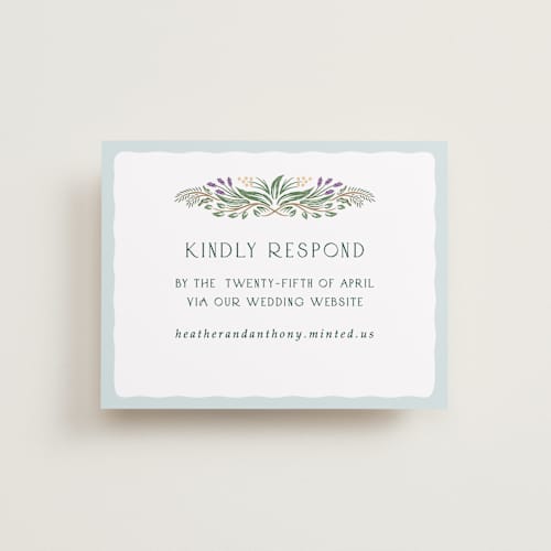 This is a spruce rsvp cards with standard by Paper Sun Studio called sierra printing on signature in standard