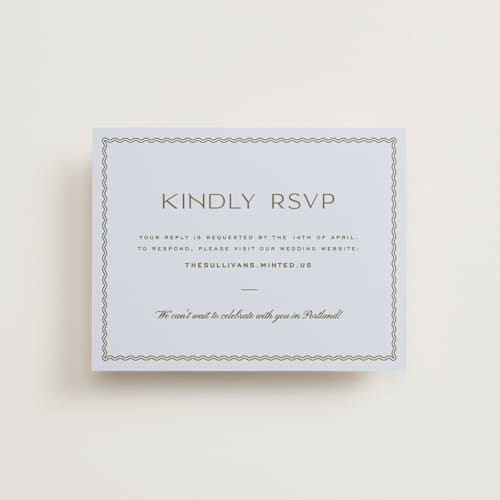 This is a lavender rsvp cards with standard by Ellen Schlegelmilch called callum printing on signature in standard