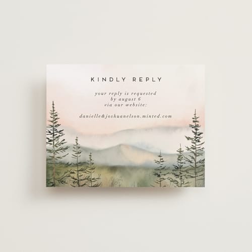 This is a forest rsvp cards with standard by Petra Kern called every single dawn with you printing on signature in standard