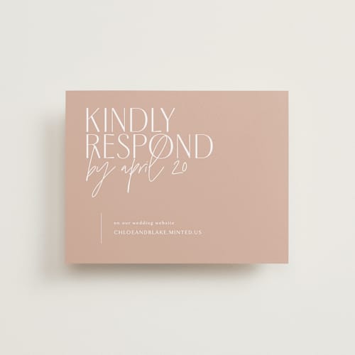 This is a terracotta rsvp cards with standard by Kelly Schmidt called overlap printing on signature in standard
