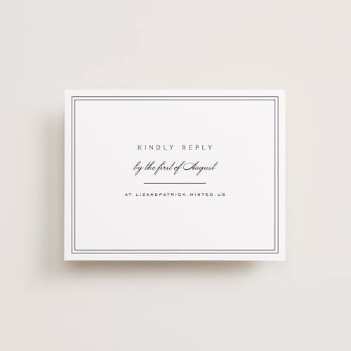 This is a cotton rsvp cards with standard by Amy Kross called aspen knoll printing on signature in standard