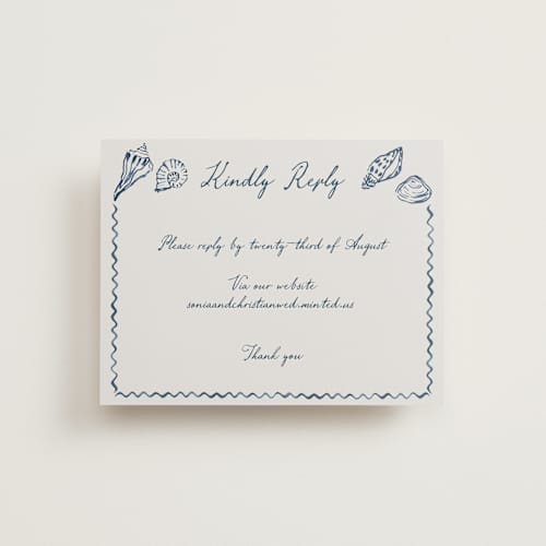 This is a deep ocean rsvp cards with standard by Pati Cascino called puglia printing on signature in standard