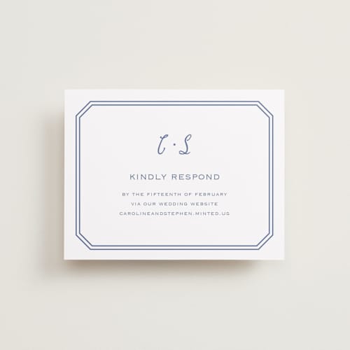 This is a blueberry rsvp cards with standard by Carolyn MacLaren called deluxe printing on signature in standard