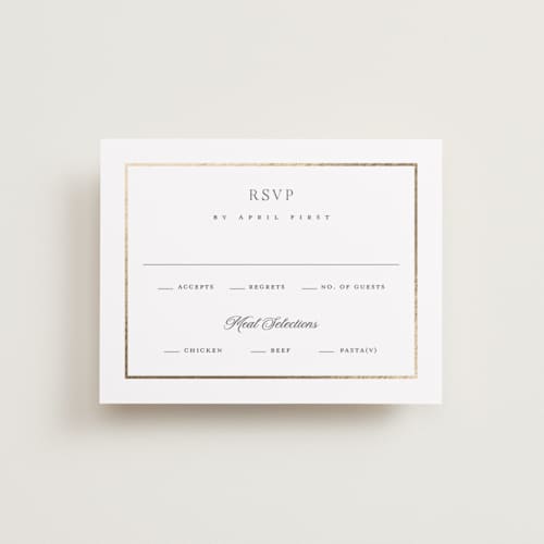 This is a pearl rsvp cards with foil pressed by Stacey Meacham called opulence printing on signature in standard