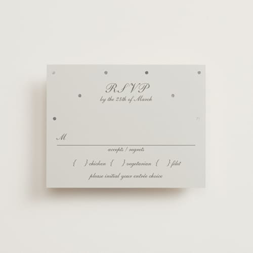 This is a fog rsvp cards with foil pressed by Baumbirdy called pearls printing on signature in standard